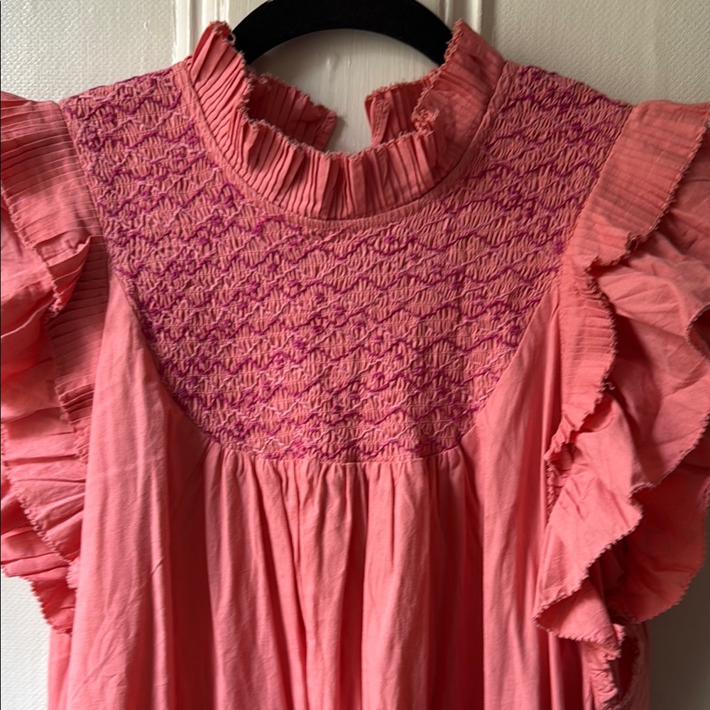Pink Ruffled Women's Dress - Picture 2 of 5